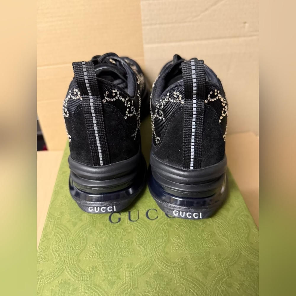Gucci Black GG Crystal Embellished Run Sneakers - Picture 8 of 9